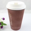 Ripple taza de papel de pared para el café con tapas de plástico taza de café